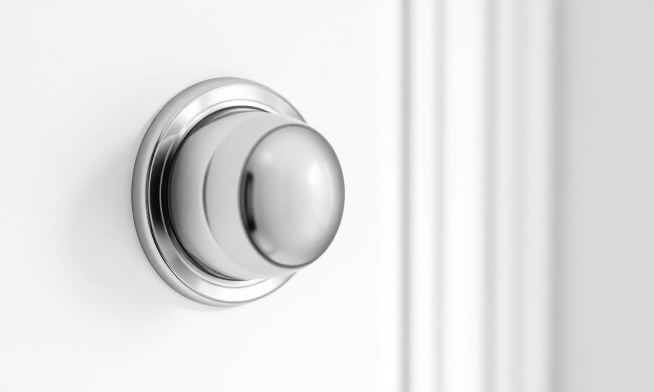 Premium polished deadbolt on a white door