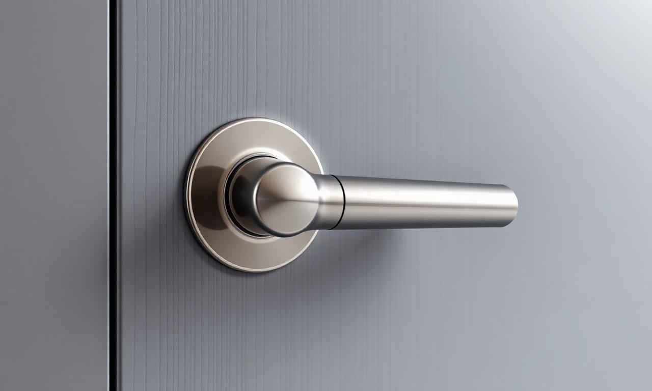 Premium stainless-steel door handle set on a modern door
