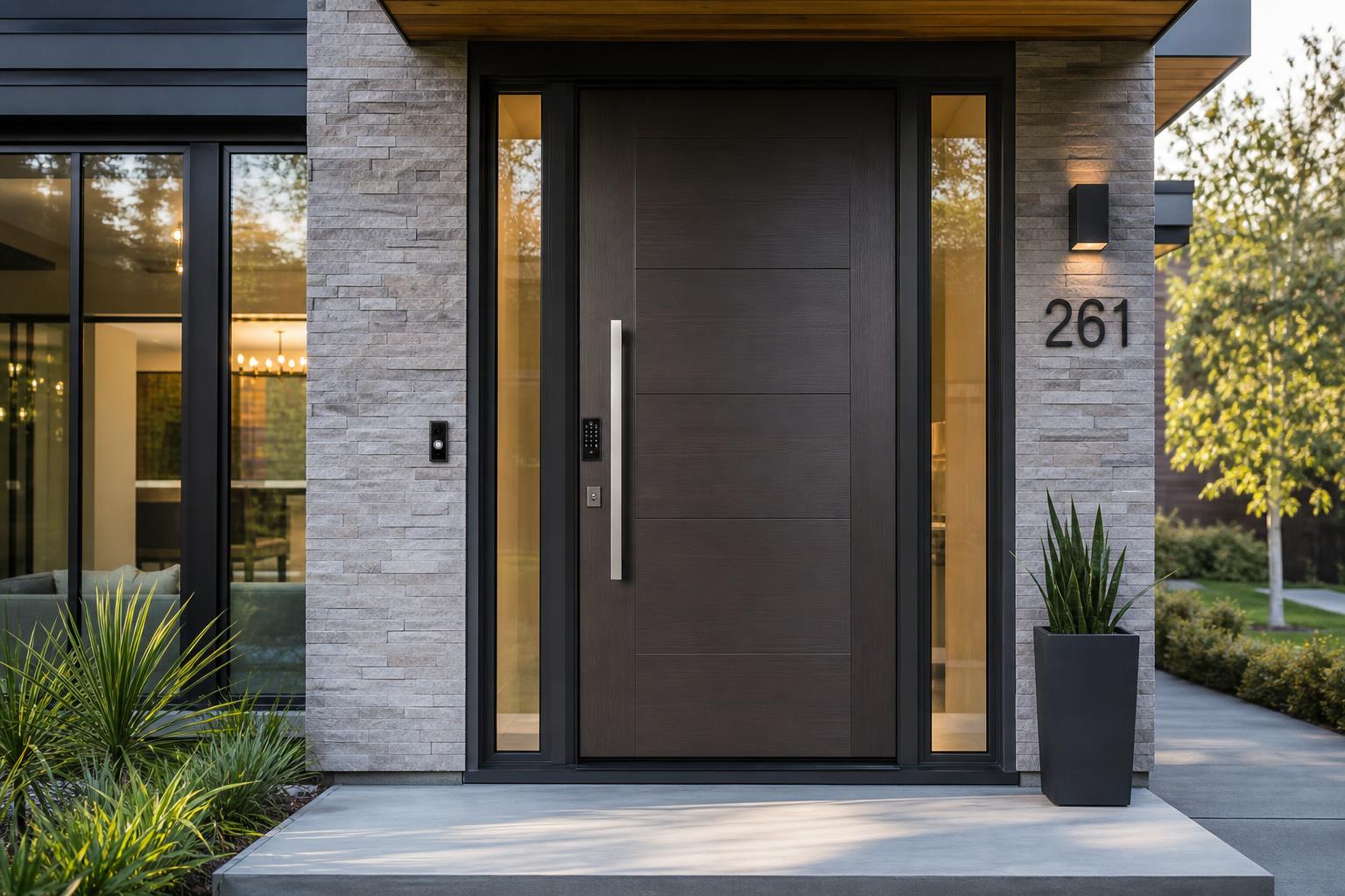Technician fitting premium multi-point security hardware to a modern home door